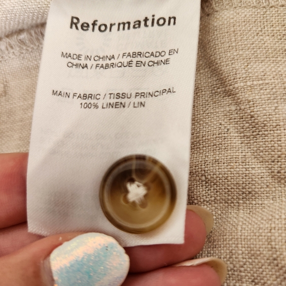 Reformation  Mason linen Wide-Leg  Pants In Oatmeal. - Picture 7 of 7